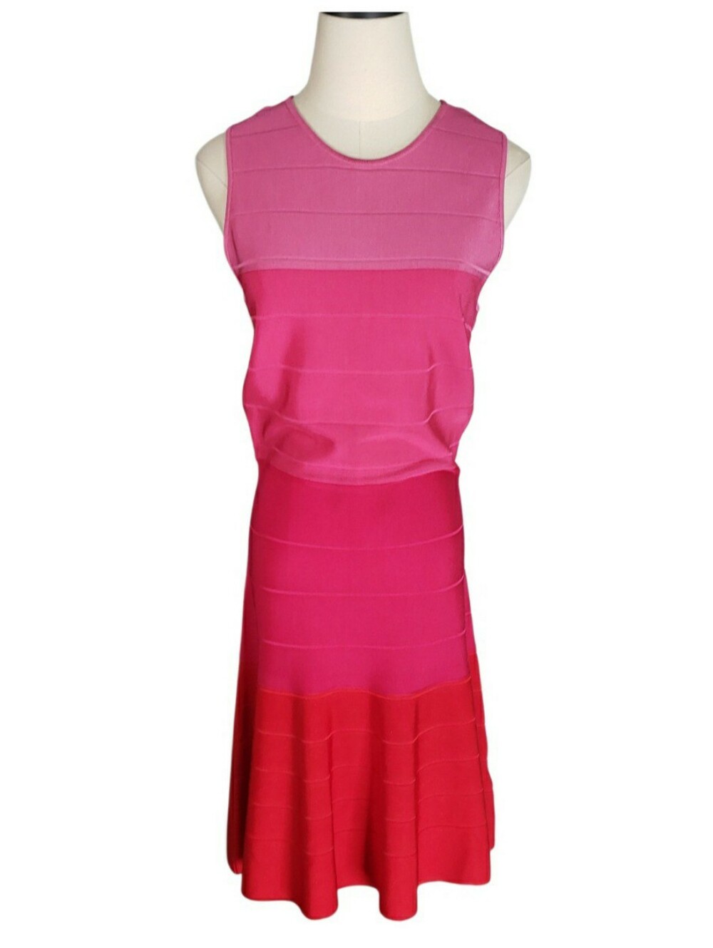 Venus Vtg Ombre L Bandage Pink Orange Red Gradient Sleeveless Dress Party Drinks